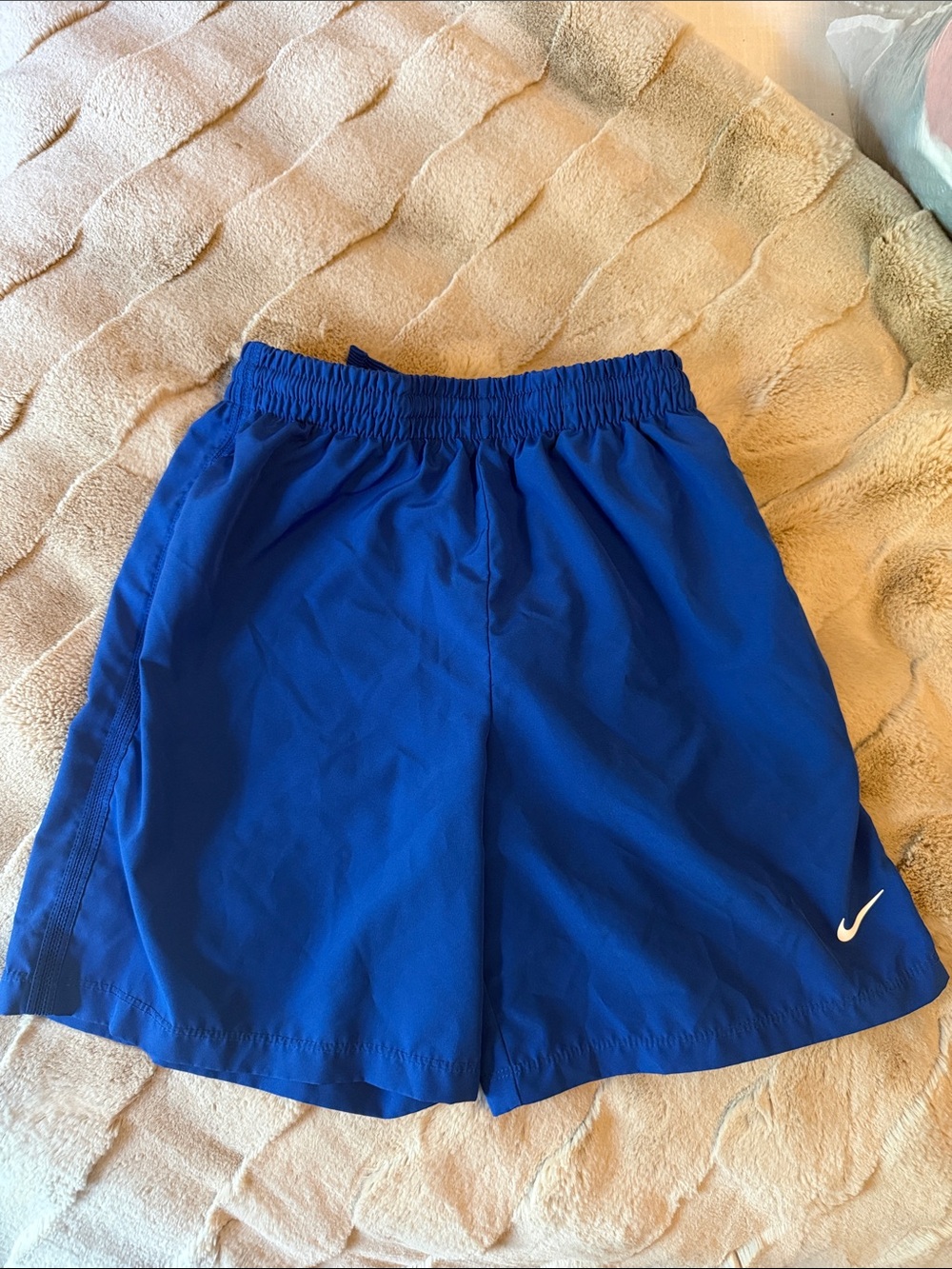 Nike Bright Blue Athletic Shorts with White Swoosh